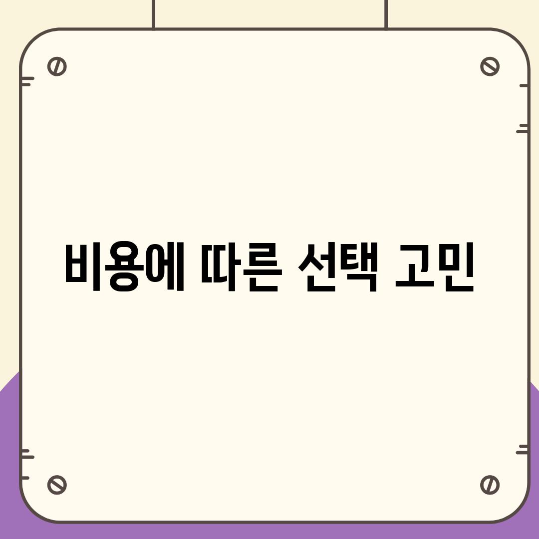 비용에 따른 선택 고민