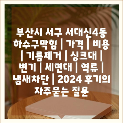 부산시 서구 서대신4동 하수구막힘 | 가격 | 비용 | 기름제거 | 싱크대 | 변기 | 세면대 | 역류 | 냄새차단 | 2024 후기