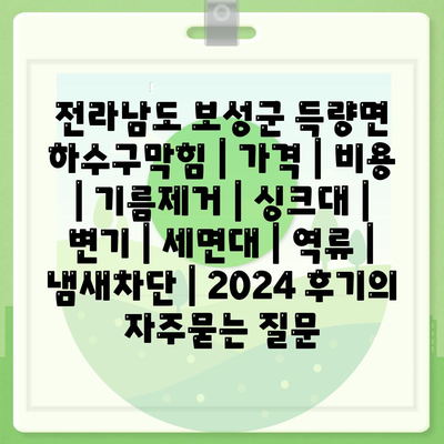 전라남도 보성군 득량면 하수구막힘 | 가격 | 비용 | 기름제거 | 싱크대 | 변기 | 세면대 | 역류 | 냄새차단 | 2024 후기