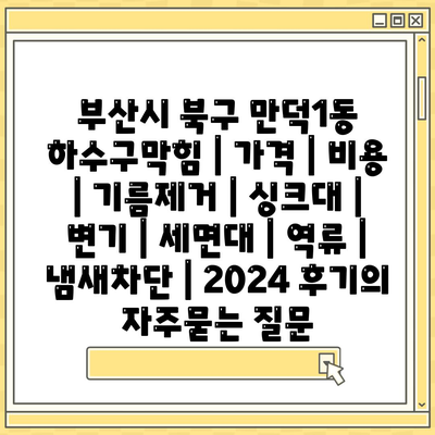 부산시 북구 만덕1동 하수구막힘 | 가격 | 비용 | 기름제거 | 싱크대 | 변기 | 세면대 | 역류 | 냄새차단 | 2024 후기