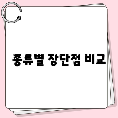 종류별 장단점 비교