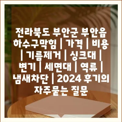 전라북도 부안군 부안읍 하수구막힘 | 가격 | 비용 | 기름제거 | 싱크대 | 변기 | 세면대 | 역류 | 냄새차단 | 2024 후기