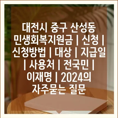 대전시 중구 산성동 민생회복지원금 | 신청 | 신청방법 | 대상 | 지급일 | 사용처 | 전국민 | 이재명 | 2024