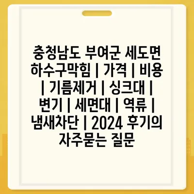 충청남도 부여군 세도면 하수구막힘 | 가격 | 비용 | 기름제거 | 싱크대 | 변기 | 세면대 | 역류 | 냄새차단 | 2024 후기