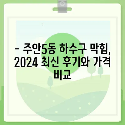 인천시 미추홀구 주안5동 하수구막힘 | 가격 | 비용 | 기름제거 | 싱크대 | 변기 | 세면대 | 역류 | 냄새차단 | 2024 후기