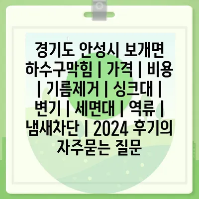 경기도 안성시 보개면 하수구막힘 | 가격 | 비용 | 기름제거 | 싱크대 | 변기 | 세면대 | 역류 | 냄새차단 | 2024 후기