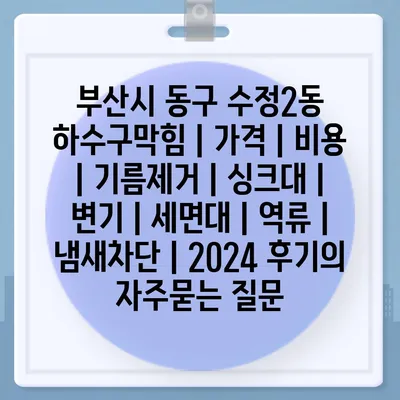 부산시 동구 수정2동 하수구막힘 | 가격 | 비용 | 기름제거 | 싱크대 | 변기 | 세면대 | 역류 | 냄새차단 | 2024 후기