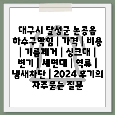 대구시 달성군 논공읍 하수구막힘 | 가격 | 비용 | 기름제거 | 싱크대 | 변기 | 세면대 | 역류 | 냄새차단 | 2024 후기