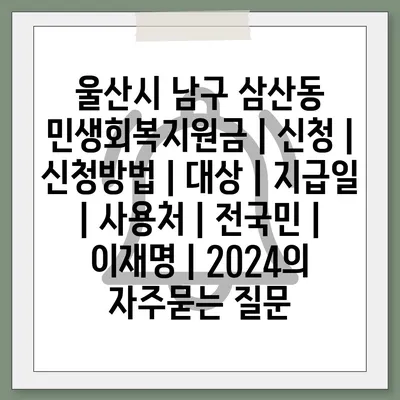 울산시 남구 삼산동 민생회복지원금 | 신청 | 신청방법 | 대상 | 지급일 | 사용처 | 전국민 | 이재명 | 2024