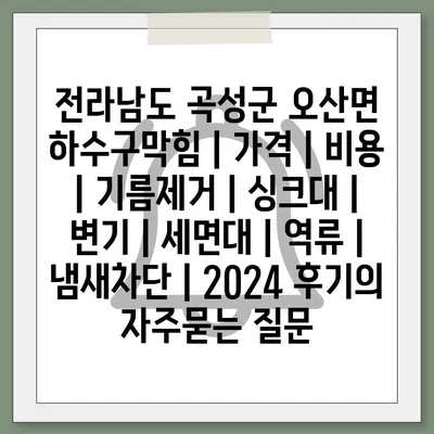 전라남도 곡성군 오산면 하수구막힘 | 가격 | 비용 | 기름제거 | 싱크대 | 변기 | 세면대 | 역류 | 냄새차단 | 2024 후기