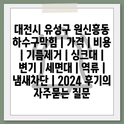 대전시 유성구 원신흥동 하수구막힘 | 가격 | 비용 | 기름제거 | 싱크대 | 변기 | 세면대 | 역류 | 냄새차단 | 2024 후기