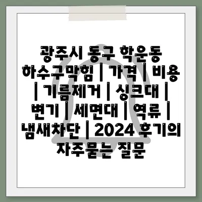 광주시 동구 학운동 하수구막힘 | 가격 | 비용 | 기름제거 | 싱크대 | 변기 | 세면대 | 역류 | 냄새차단 | 2024 후기