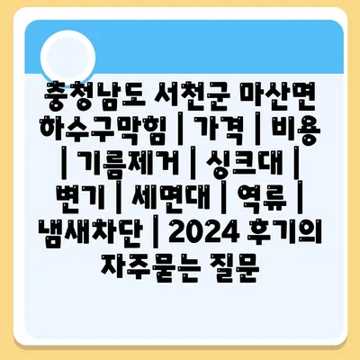 충청남도 서천군 마산면 하수구막힘 | 가격 | 비용 | 기름제거 | 싱크대 | 변기 | 세면대 | 역류 | 냄새차단 | 2024 후기