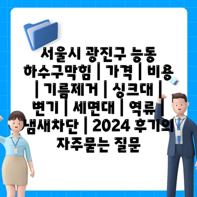 서울시 광진구 능동 하수구막힘 | 가격 | 비용 | 기름제거 | 싱크대 | 변기 | 세면대 | 역류 | 냄새차단 | 2024 후기