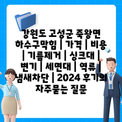 강원도 고성군 죽왕면 하수구막힘 | 가격 | 비용 | 기름제거 | 싱크대 | 변기 | 세면대 | 역류 | 냄새차단 | 2024 후기