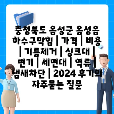 충청북도 음성군 음성읍 하수구막힘 | 가격 | 비용 | 기름제거 | 싱크대 | 변기 | 세면대 | 역류 | 냄새차단 | 2024 후기