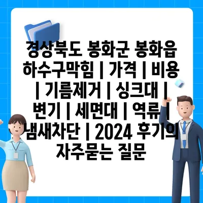 경상북도 봉화군 봉화읍 하수구막힘 | 가격 | 비용 | 기름제거 | 싱크대 | 변기 | 세면대 | 역류 | 냄새차단 | 2024 후기