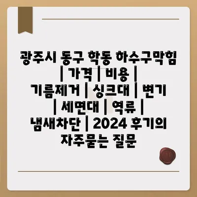 광주시 동구 학동 하수구막힘 | 가격 | 비용 | 기름제거 | 싱크대 | 변기 | 세면대 | 역류 | 냄새차단 | 2024 후기