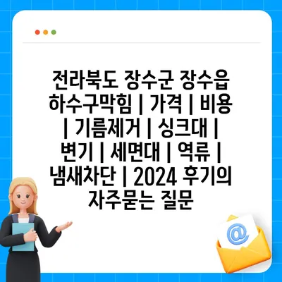 전라북도 장수군 장수읍 하수구막힘 | 가격 | 비용 | 기름제거 | 싱크대 | 변기 | 세면대 | 역류 | 냄새차단 | 2024 후기