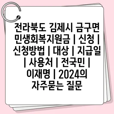 전라북도 김제시 금구면 민생회복지원금 | 신청 | 신청방법 | 대상 | 지급일 | 사용처 | 전국민 | 이재명 | 2024