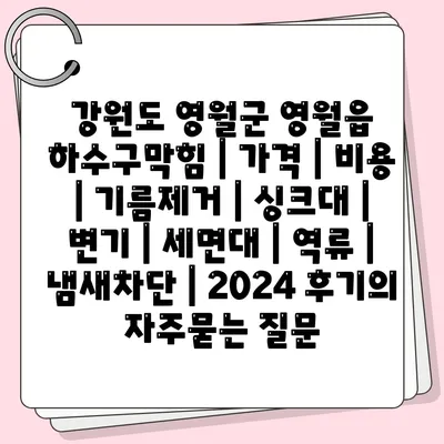 강원도 영월군 영월읍 하수구막힘 | 가격 | 비용 | 기름제거 | 싱크대 | 변기 | 세면대 | 역류 | 냄새차단 | 2024 후기