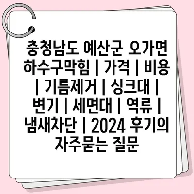 충청남도 예산군 오가면 하수구막힘 | 가격 | 비용 | 기름제거 | 싱크대 | 변기 | 세면대 | 역류 | 냄새차단 | 2024 후기