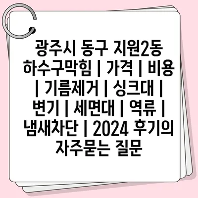 광주시 동구 지원2동 하수구막힘 | 가격 | 비용 | 기름제거 | 싱크대 | 변기 | 세면대 | 역류 | 냄새차단 | 2024 후기