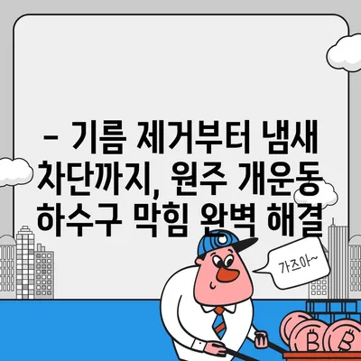 강원도 원주시 개운동 하수구막힘 | 가격 | 비용 | 기름제거 | 싱크대 | 변기 | 세면대 | 역류 | 냄새차단 | 2024 후기