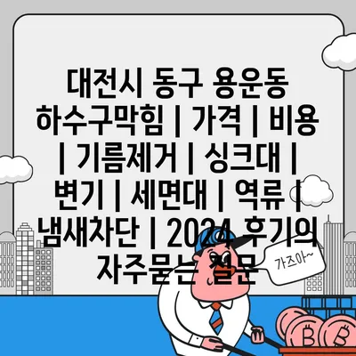 대전시 동구 용운동 하수구막힘 | 가격 | 비용 | 기름제거 | 싱크대 | 변기 | 세면대 | 역류 | 냄새차단 | 2024 후기