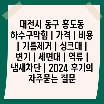 대전시 동구 홍도동 하수구막힘 | 가격 | 비용 | 기름제거 | 싱크대 | 변기 | 세면대 | 역류 | 냄새차단 | 2024 후기