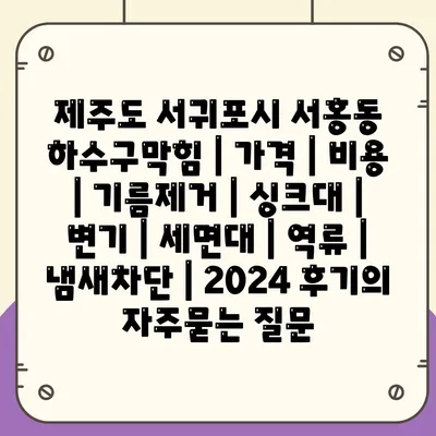 제주도 서귀포시 서홍동 하수구막힘 | 가격 | 비용 | 기름제거 | 싱크대 | 변기 | 세면대 | 역류 | 냄새차단 | 2024 후기