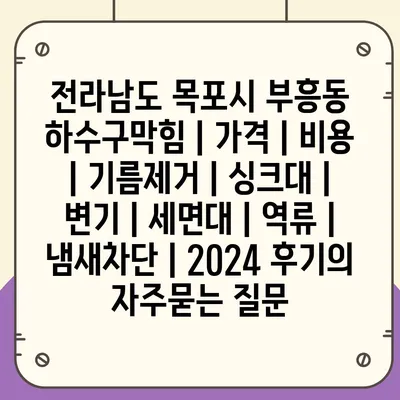 전라남도 목포시 부흥동 하수구막힘 | 가격 | 비용 | 기름제거 | 싱크대 | 변기 | 세면대 | 역류 | 냄새차단 | 2024 후기