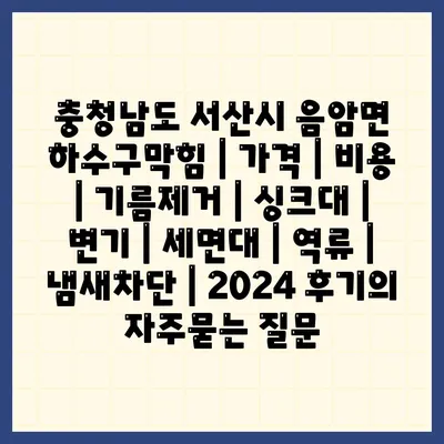 충청남도 서산시 음암면 하수구막힘 | 가격 | 비용 | 기름제거 | 싱크대 | 변기 | 세면대 | 역류 | 냄새차단 | 2024 후기