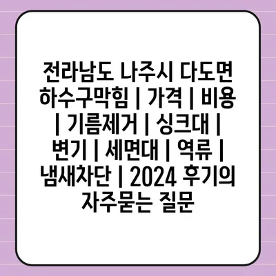 전라남도 나주시 다도면 하수구막힘 | 가격 | 비용 | 기름제거 | 싱크대 | 변기 | 세면대 | 역류 | 냄새차단 | 2024 후기