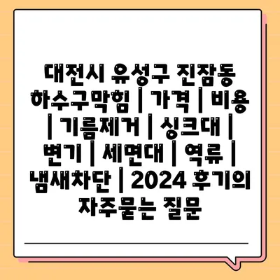 대전시 유성구 진잠동 하수구막힘 | 가격 | 비용 | 기름제거 | 싱크대 | 변기 | 세면대 | 역류 | 냄새차단 | 2024 후기