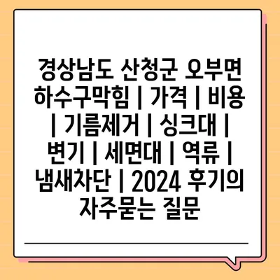 경상남도 산청군 오부면 하수구막힘 | 가격 | 비용 | 기름제거 | 싱크대 | 변기 | 세면대 | 역류 | 냄새차단 | 2024 후기