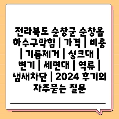 전라북도 순창군 순창읍 하수구막힘 | 가격 | 비용 | 기름제거 | 싱크대 | 변기 | 세면대 | 역류 | 냄새차단 | 2024 후기