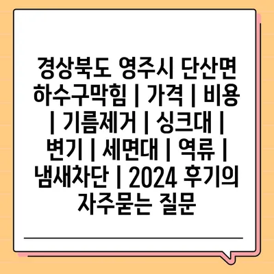 경상북도 영주시 단산면 하수구막힘 | 가격 | 비용 | 기름제거 | 싱크대 | 변기 | 세면대 | 역류 | 냄새차단 | 2024 후기