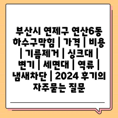 부산시 연제구 연산6동 하수구막힘 | 가격 | 비용 | 기름제거 | 싱크대 | 변기 | 세면대 | 역류 | 냄새차단 | 2024 후기