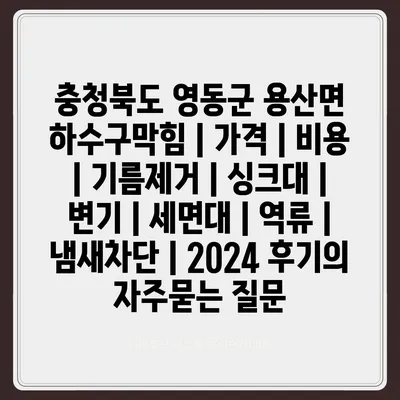 충청북도 영동군 용산면 하수구막힘 | 가격 | 비용 | 기름제거 | 싱크대 | 변기 | 세면대 | 역류 | 냄새차단 | 2024 후기