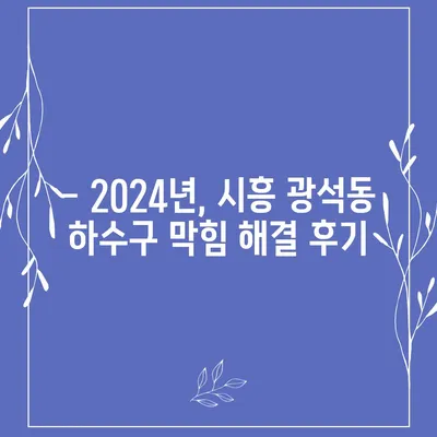 경기도 시흥시 광석동 하수구막힘 | 가격 | 비용 | 기름제거 | 싱크대 | 변기 | 세면대 | 역류 | 냄새차단 | 2024 후기