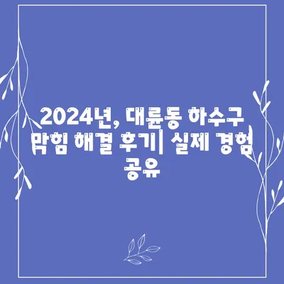 제주도 서귀포시 대륜동 하수구막힘 | 가격 | 비용 | 기름제거 | 싱크대 | 변기 | 세면대 | 역류 | 냄새차단 | 2024 후기