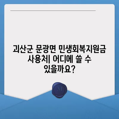 충청북도 괴산군 문광면 민생회복지원금 | 신청 | 신청방법 | 대상 | 지급일 | 사용처 | 전국민 | 이재명 | 2024