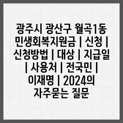 광주시 광산구 월곡1동 민생회복지원금 | 신청 | 신청방법 | 대상 | 지급일 | 사용처 | 전국민 | 이재명 | 2024