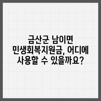 충청남도 금산군 남이면 민생회복지원금 | 신청 | 신청방법 | 대상 | 지급일 | 사용처 | 전국민 | 이재명 | 2024