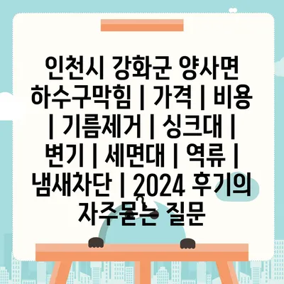 인천시 강화군 양사면 하수구막힘 | 가격 | 비용 | 기름제거 | 싱크대 | 변기 | 세면대 | 역류 | 냄새차단 | 2024 후기