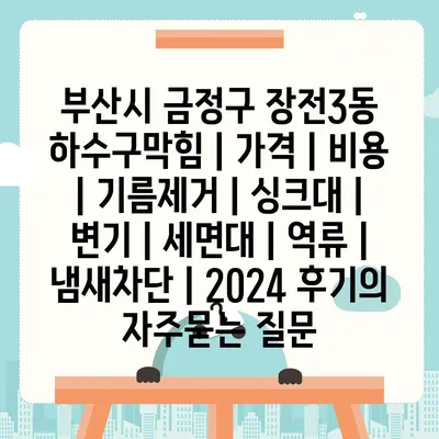 부산시 금정구 장전3동 하수구막힘 | 가격 | 비용 | 기름제거 | 싱크대 | 변기 | 세면대 | 역류 | 냄새차단 | 2024 후기