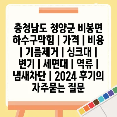 충청남도 청양군 비봉면 하수구막힘 | 가격 | 비용 | 기름제거 | 싱크대 | 변기 | 세면대 | 역류 | 냄새차단 | 2024 후기