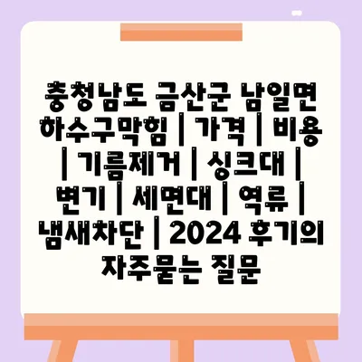 충청남도 금산군 남일면 하수구막힘 | 가격 | 비용 | 기름제거 | 싱크대 | 변기 | 세면대 | 역류 | 냄새차단 | 2024 후기