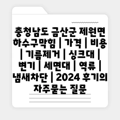 충청남도 금산군 제원면 하수구막힘 | 가격 | 비용 | 기름제거 | 싱크대 | 변기 | 세면대 | 역류 | 냄새차단 | 2024 후기